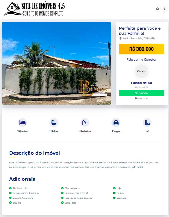 Exemplo de Landing Page do Imóvel